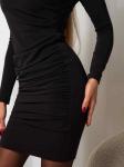 Платье со сборкой (черное)