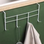 Вешалка на дверь на 4 крючка Доляна «Моно», 34.5?8.5?16 см, цвет белый