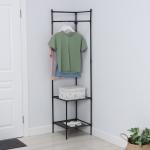 Вешалка - стойка напольная для одежды LaDо?m, угловая, с полками для хранения, 2 яруса, 45?60?180 см, чёрная