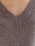 Джемпер с V вырезом и коротким рукавом из хлопковой пряжи с пайетками