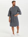 Вафельный халат Кимоно унисекс "Ромбы" темно-серый В-12 (32)