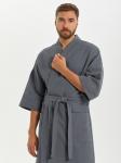 Вафельный халат Кимоно унисекс "Ромбы" темно-серый В-12 (32)