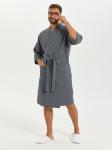 Вафельный халат Кимоно унисекс "Ромбы" темно-серый В-12 (32)
