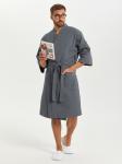 Вафельный халат Кимоно унисекс "Ромбы" темно-серый В-12 (32)