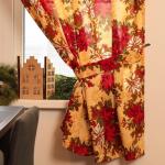 Комплект штор для кухни с подхватами «Доляна. Новогодние украшения», 2 шт., жёлтые, 145?180 см