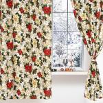 Комплект штор для кухни с подхватами «Доляна. Праздничные украшения», 2 шт., белые, 145?180 см