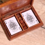 Игра настольная 2 в 1, кубики, 2 колоды карт, 18?12?4 см, дерево шишам