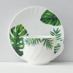 Столовый сервиз «Лист папоротника», 37 предметов, стеклокерамика, белый