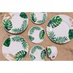 Салатник Доляна «Лист папоротника», 430 мл, d=15.5 см, стеклокерамика, белый