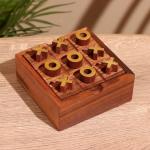 Игра настольная 2 в 1, крестики-нолики, солитёр, 11.5?11.5?5 см, дерево шишам