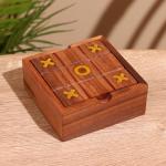 Игра настольная 2 в 1, крестики-нолики, солитёр, 11.5?11.5?5 см, дерево шишам
