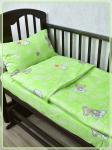 Детское постельное белье бязь Мишки на облаках вид 3/9 бело-зеленый