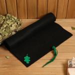 Коврик - лежак для бани и сауны с нашивкой «Дубовый лист», 150?50 см, войлок, чёрный