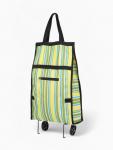 Сумка хозяйственная складная на липучке, 2 колеса, наружный карман, 32?13?52 см, зелёная