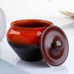 Горшок для жаркого Вятская керамика «Классика», 900 мл, красный, чёрный