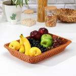 Корзина для продуктов Доляна, 40?29.5?8 см, плетёная, пластик, коричневая