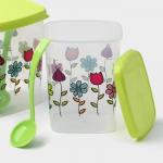 Банки для хранения сыпучих с ложками Доляна «Клумба», набор 3 шт., 250 мл, пластик, МИКС