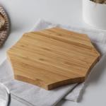 Блюдо для подачи Доляна Striata, 19?19?1.5 см, бамбук, бежевое