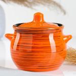 Горшочек для запекания Борисовская керамика «Тигровая», 650 мл, 12.5?11.5 см, керамика, оранжевая