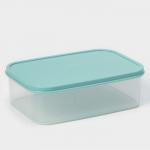 Контейнер для хранения еды Доляна, 1.2 л, пластик, прозрачный, крышка бирюзовая
