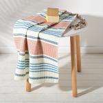 Полотенце вафельное банное «Этель» Waffle 70?140 см, 100% хлопок, 280 г/м?, коричнево-голубое