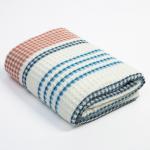 Полотенце вафельное банное «Этель» Waffle 70?140 см, 100% хлопок, 280 г/м?, коричнево-голубое