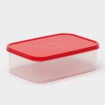 Контейнер для хранения еды Доляна, пищевой 1.2 л, пластик, прозрачный, крышка красная