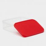 Контейнер для хранения еды Доляна, пищевой 1.2 л, пластик, прозрачный, крышка красная