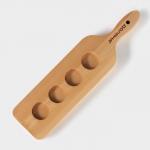 Доска для подачи шотов с ручкой Доляна, 35?9?1.8 см, на 4 рюмки, d=3.9 см, с пропиткой, дерево берёза