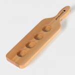 Доска для подачи шотов с ручкой Доляна, 35?9?1.8 см, на 4 рюмки, d=3.9 см, с пропиткой, дерево берёза