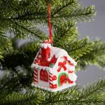 Ёлочная игрушка «Имбирный домик», 8.5?5.5?6 см, 1 LED, от батареек, свечение тёплое белое