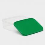 Контейнер для хранения еды Доляна, пищевой 1.2 л, пластик, прозрачный, крышка зелёная