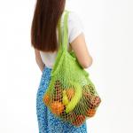 Сумка-авоська, клетка 1.5 см, зелёная