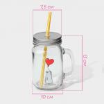 Кружка Доляна «Медведь», 450 мл, 10?7.5?13 см, с крышкой и трубочкой, стекло
