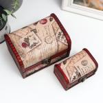 Набор шкатулок для украшений «Сундучок. Цветочное панно», дерево, 2 шт.