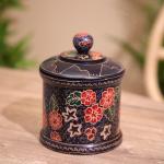 Баночка с крышкой деревянная, 12?12?15 см, батик
