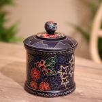Баночка с крышкой деревянная, 12?12?15 см, батик