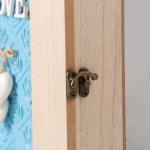 Ключница настенная «Роза. Ключи и сердце», дерево, 6 крючков, голубой 6.5?20?26.5 см