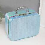 Набор шкатулок для украшений с зеркалом «Плетение», 3 шт., искусственная кожа, голубая