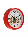 Будильник «Весёлые гномы», плавный ход, d=15 см, красный