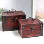 Набор шкатулок для украшений «Сундучок. Рыцарский турнир», дерево, 2 шт., состаренная