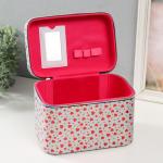 Набор шкатулок для украшений «Сердца на белом», 3 шт., с зеркалом, искусственная кожа, 13?21?14.5; 10?19?12; 21?15.5?17 см