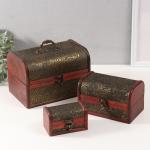 Набор шкатулок для украшений «Сундучок. Цветущий сад и бабочки», дерево, 3 шт.