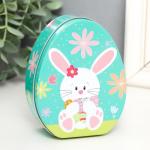 Металлическая шкатулка-яйцо «Зайчик с охапкой раскрашенных яиц», для украшений, хранения мелочи, 11.7?9.2?4.5 см