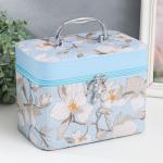 Набор шкатулок для украшений с зеркалом «Цветы. Голубой», 3 шт., искусственная кожа