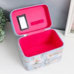 Набор шкатулок для украшений с зеркалом «Цветы. Голубой», 3 шт., искусственная кожа