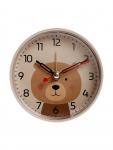 Будильник «Медвежонок», плавный ход, d=8 см, бежевый