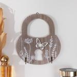 Настенные крючки декоративные «Замок с растениями и бабочкой», дерево, ключница, 2.5?15?17 см