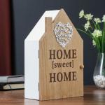 Деревянная шкатулка с полочками «Цветочное сердце», 26.5?8?17 см