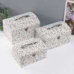 Набор шкатулок для украшений «Сундук. Нежные цветы», картон, 3 шт.